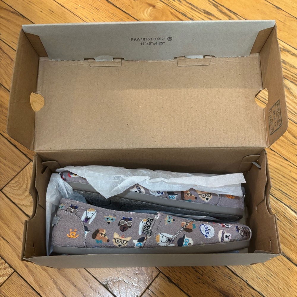 Bobs from Skechers Gray Dog Print Flats